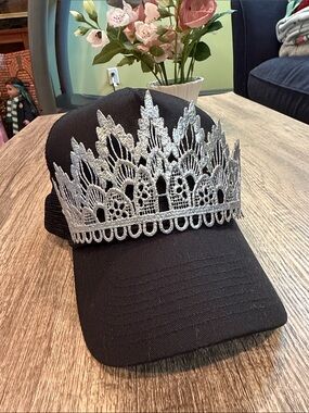 Fun custom Baseball Cap with Silver Lace Crown Accent